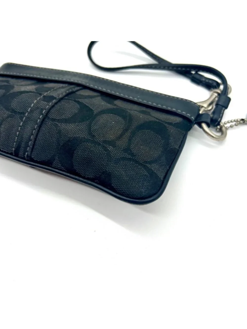 Coach Black Signature Canvas Small Wristlet Wallet